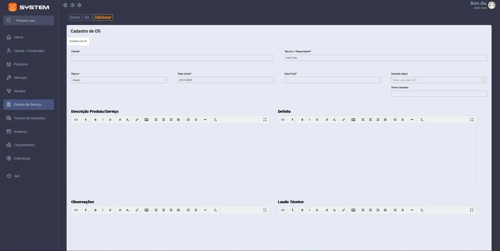 Sistema de Ordem de Serviço para Assistência em PHP - Imagem 4